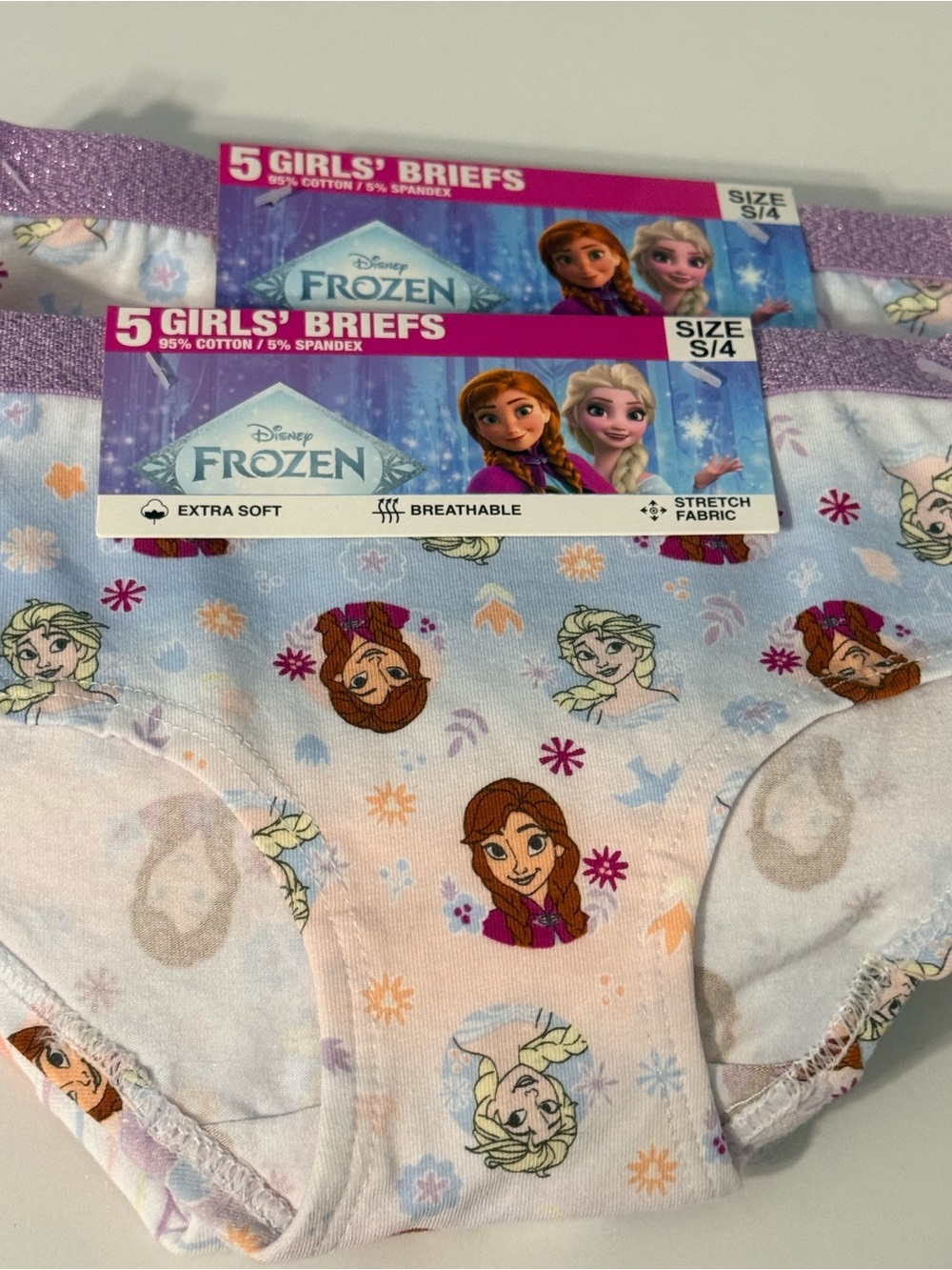 BUNDLE - Disney Frozen Girls' Briefs - Purple/White/Multi (5-Pack)